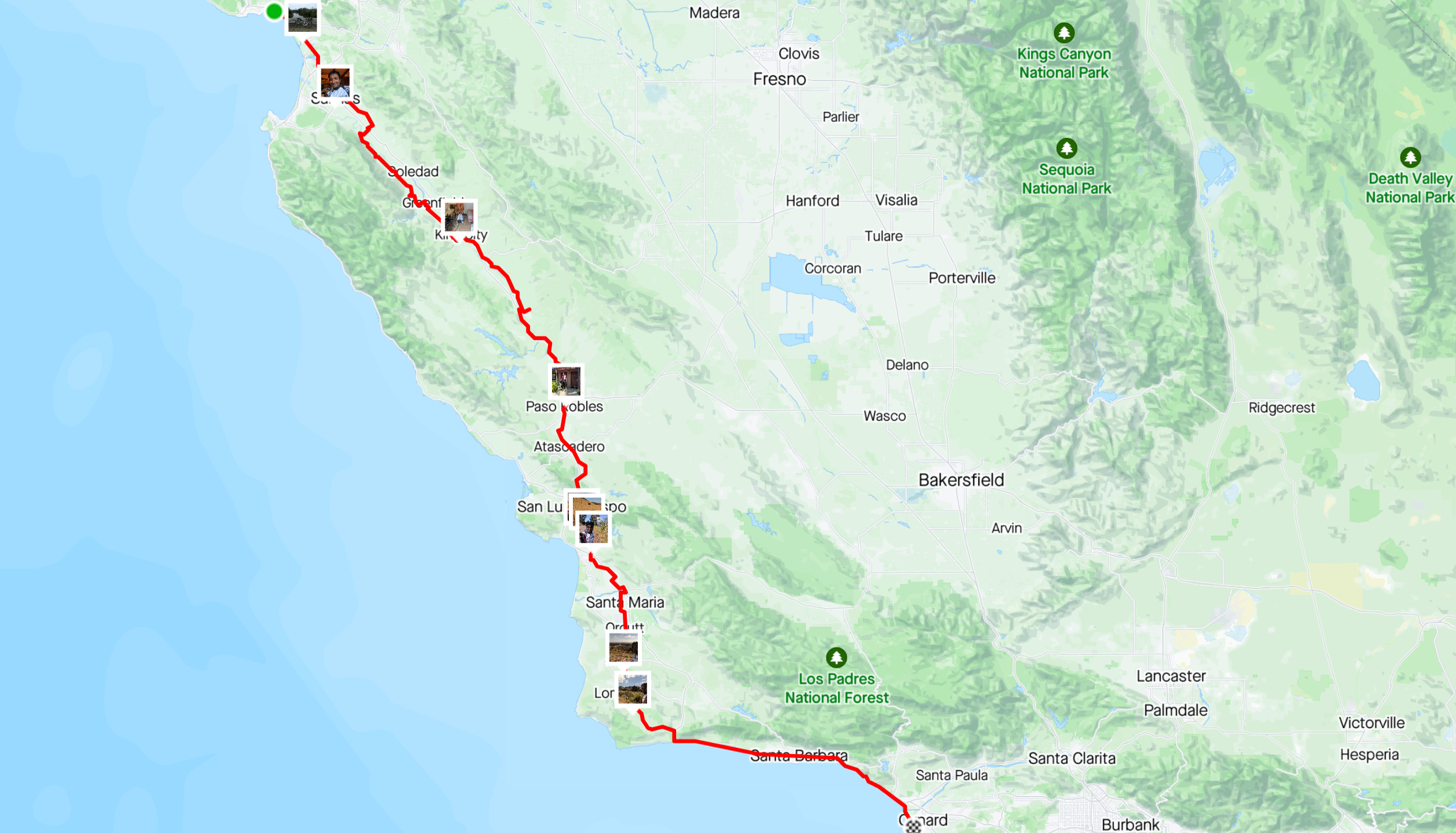 GPS Route of Bicycling to LA